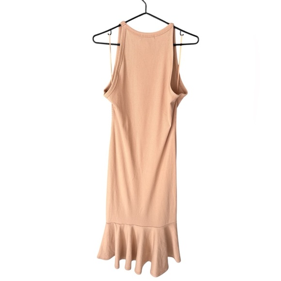 7 For All Mankind Fishtail Midi Bodycon Dress Women’s Size Large Tan Maxi NWT - Picture 2 of 5